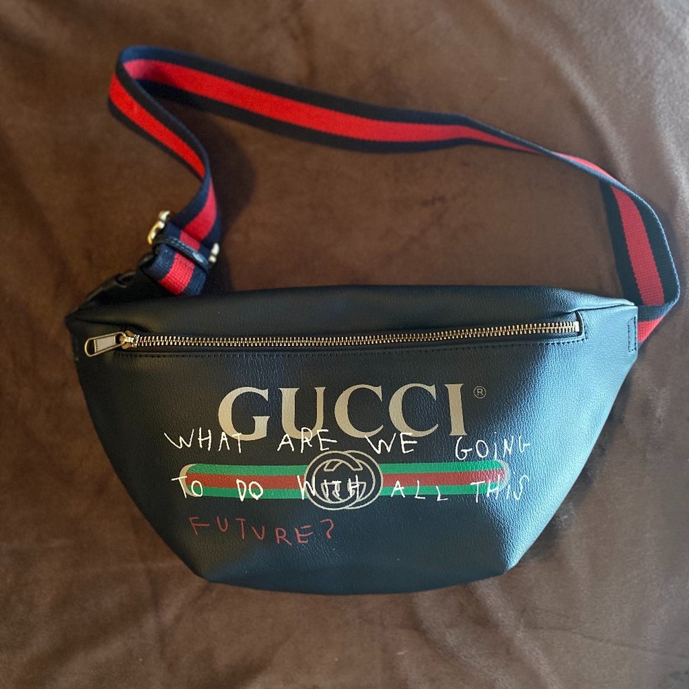 Black belt bag. Exclusive Gucci collab Coco Capitan 2017/2018